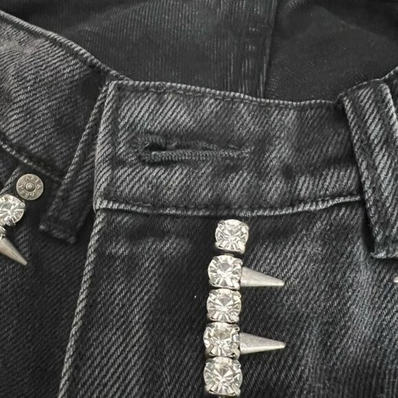 AREA NYC Crystal Backslit Jeans in Black Sz 6 - Picture 11 of 15